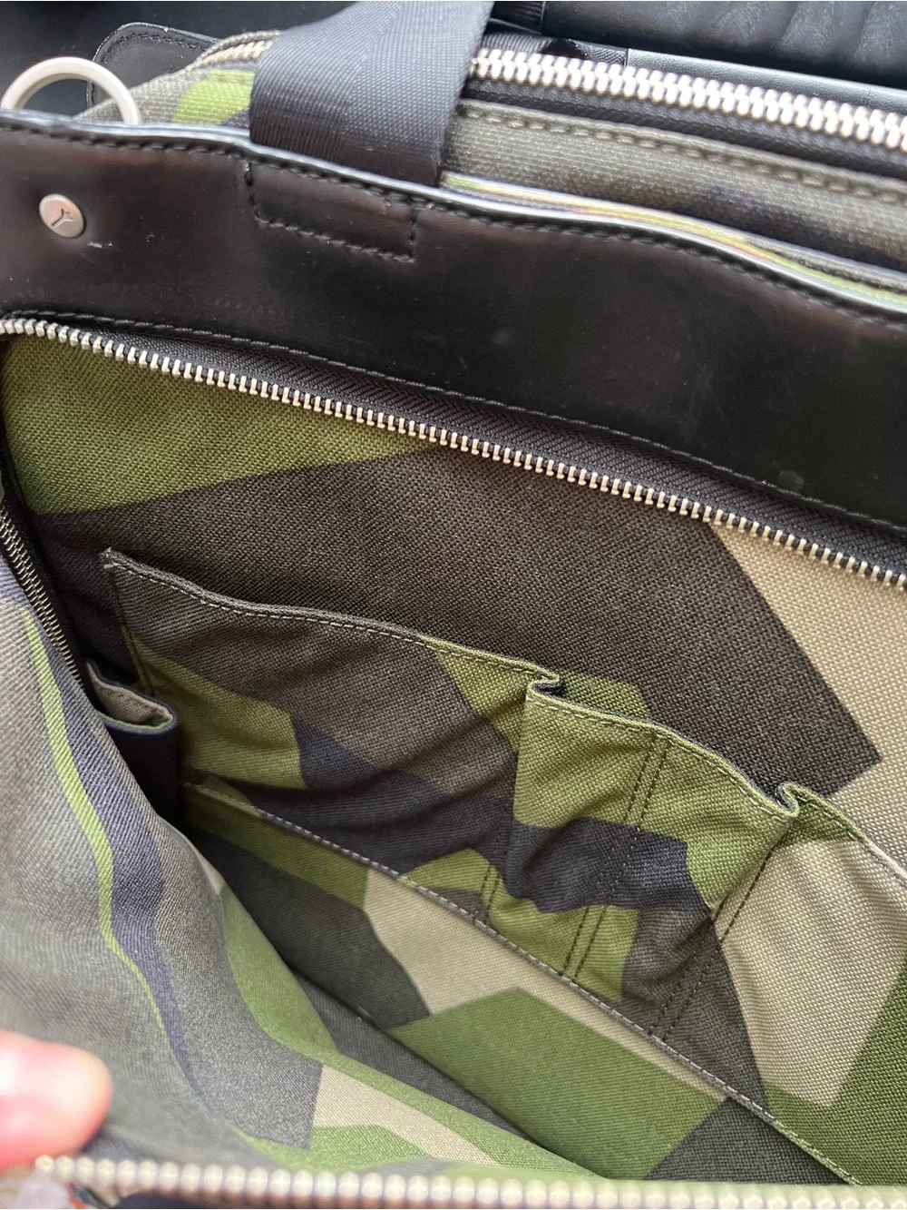 Jack Spade Leather and Camo Canvas Briefcase